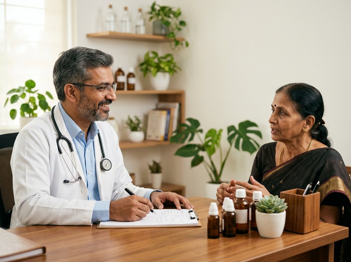 Doctor consulting a patient at Shreeram Homeo Clinic