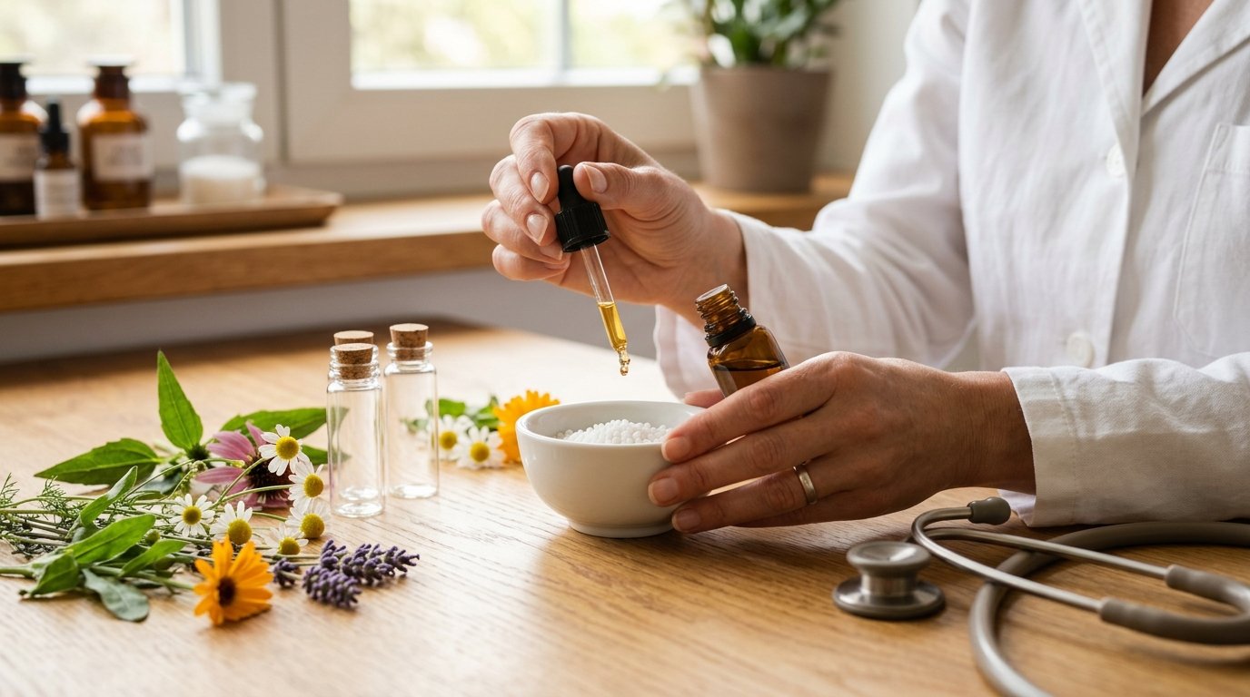 Homeopathic consultation and constitution-based medicine preparation at Shreeram Homeo Clinic